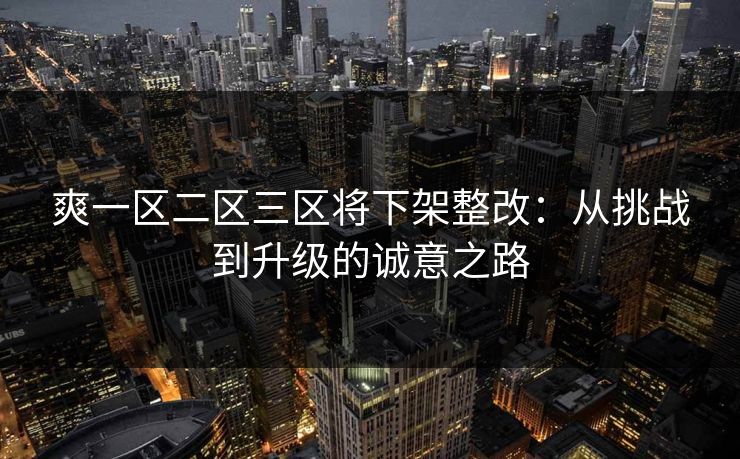爽一区二区三区将下架整改:从挑战到升级的诚意之路 爽一区二区三区将下架整改:从挑战到升级的诚意之路