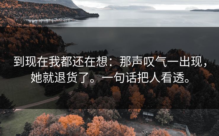 到现在我都还在想：那声叹气一出现，她就退货了。一句话把人看透。