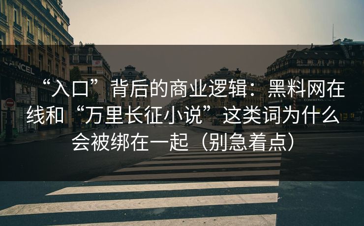 “入口”背后的商业逻辑：黑料网在线和“万里长征小说”这类词为什么会被绑在一起（别急着点）