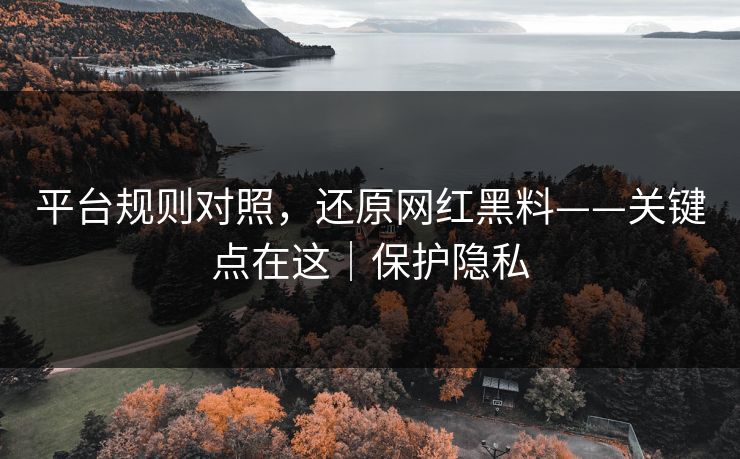 平台规则对照,还原网红黑料——关键点在这|保护隐私 平台规则对照,还原网红黑料——关键点在这|保护隐私